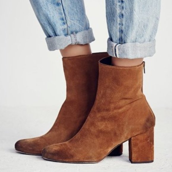 Brown Suede Free People Cecile Ankle Boot in Tobacco - Picture 4 of 16